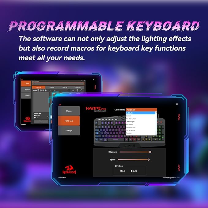 Redragon Updated Programmable Gaming Keyboard and Mouse, RGB Backlit Keyboard Mouse with Software, Independent Macro Record Keys, Value Combo Set, White - S101-3 PRO - Image 4