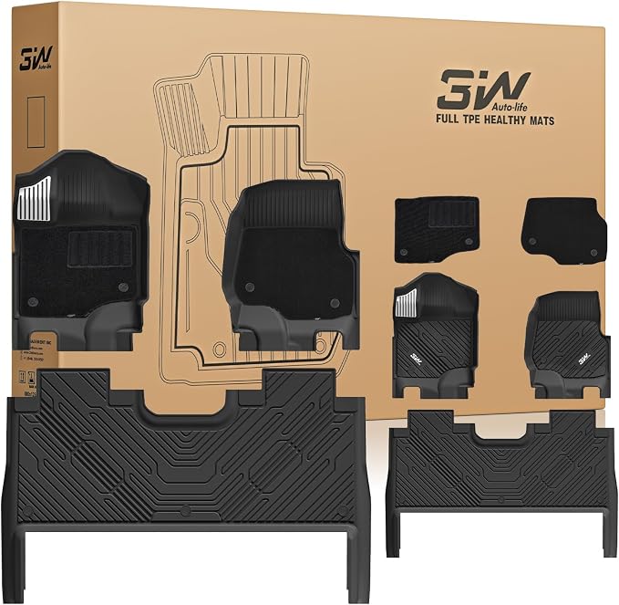 3W Floor Mats (with Metal Pedals)&Carpets Fit for Ford F-150 2015-2026 & F150 Lightning 2022-2025 SuperCrew, TPE All Weather Car Mats Custom Fit Accessories (w/s Original fold Under-Seat Storage Box) by 3W