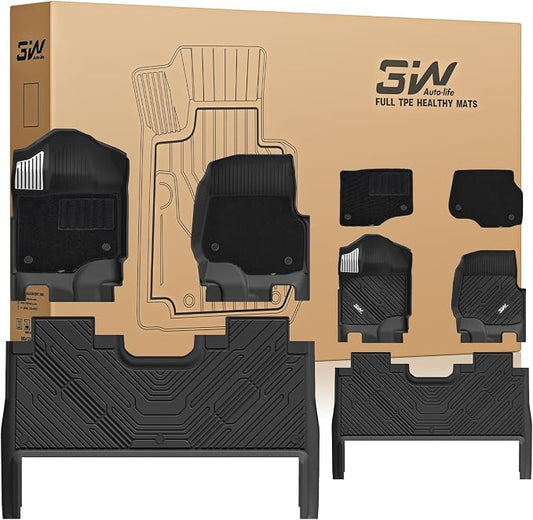 3W Floor Mats (with Metal Pedals)&Carpets Fit for Ford F-150 2015-2026 & F150 Lightning 2022-2025 SuperCrew, TPE All Weather Car Mats Custom Fit Accessories (w/s Original fold Under-Seat Storage Box) by 3W