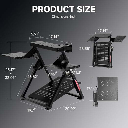 GTPLAYER Flight Racing Simulation Stand Foldable Gaming Stand Compatible with Logitech/Thrustmaster/PXN Gaming Devices Adjustable Stable Simulator Cockpit Stand, Electronic Device Not Included, Black - Image 2