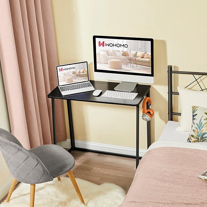 WOHOMO Folding Desk, 31.5" Foldable Computer Table for Small Spaces, Black | Easy Assembly and Fold, Sturdy Home office desks for Study Bedroom Dorm Space Saving Writing Work Apartment - Image 8