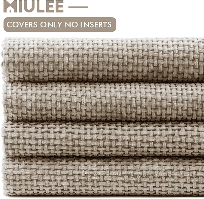 MIULEE Pack of 4 Couch Throw Pillow Covers 20x20 Inch Khaki Soft Decorative Chenille Pillow Covers Farmhouse Accent Cushion Covers for Boho Home Decor Sofa Bedroom Living Room - Image 6