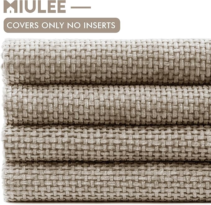 MIULEE Pack of 4 Couch Throw Pillow Covers 18x18 Inch Khaki Soft Decorative Chenille Pillow Covers Farmhouse Accent Cushion Covers for Boho Home Decor Sofa Bedroom Living Room - Image 6
