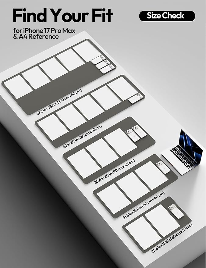 YSAGi Leather Desk Protector, Office Mat, Large Mouse Mat, Non-Slip PU Leather Blotter, Laptop Desk Pad, Waterproof Writing Pad for Office and Home (Dark Grey, 35.4" x 17") - Image 5
