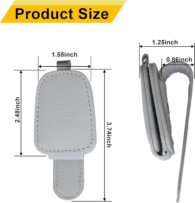 Yuoyar Magnetic Leather Sunglasses Holder for Car, 2 Packs (Silver Grey) | Magnetic Car Visor Accessories - Image 7