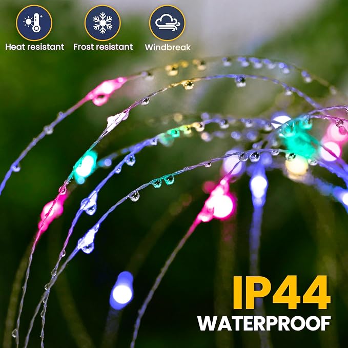 GIGALUMI Garden Outdoor Decor Lights 120LED 4Pack, Solar Garden Lights for Yard Outside Fairy Decorative,Solar Powered for Yard Pathway Flowerbed Planter Balcony Patio Decor（Multicolor） - Image 3