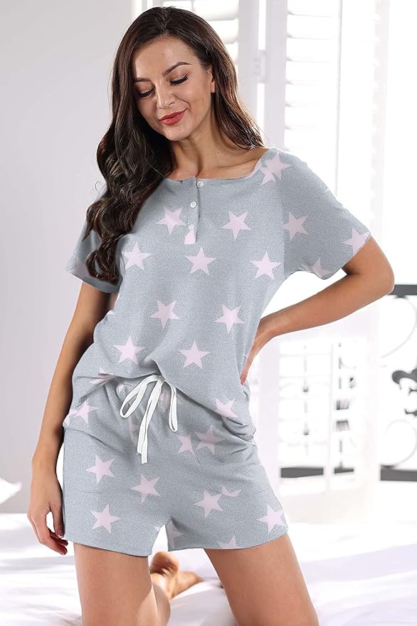 WIHOLL Two Piece Outfits for Women Lounge Sets Button Down Top and Shorts Set Sweatsuits with Pockets - Image 2