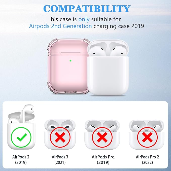 for Airpods 2nd Generation Case Cover, Clear Soft TPU Transparent Four Corner Military Grade Shockproof Protective Case with Cleaning Kit for Airpods 2 Gen Charging case 2019, Clear Pink - Image 5