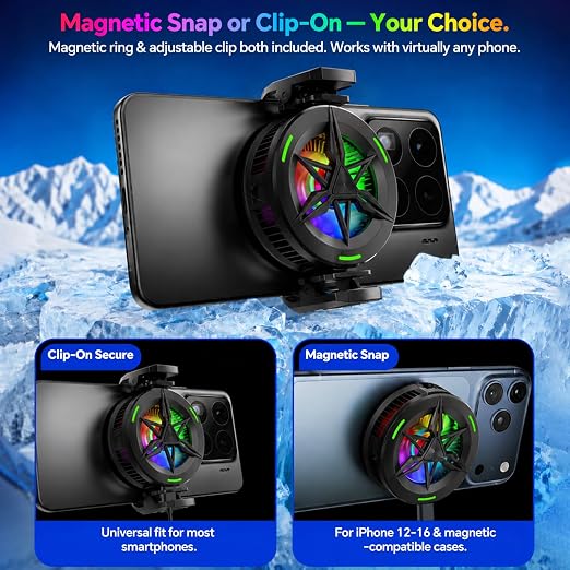 2-in-1 Magnetic & Clip-On USB Phone Cooler for Gaming, Semiconductor Cell Phone Cooling Fan Radiator for iPhone/Android/iPad/Tablet – Ideal for Gaming, Video Calls, Live Broadcasting, and Vlog - Image 6