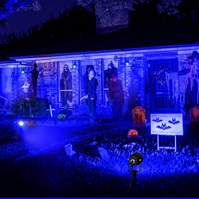 Blue Landscape Lights Outdoor, 14 LED Landscape Lighting with US Plug, IP65 Waterproof Spotlights for Tree Yard Garden Pathway Halloween Christmas Decor 2 Pack - Image 7
