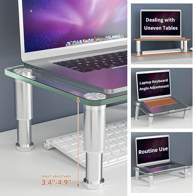 Hemudu 2 Pack Computer Monitor Riser with Height Adjustable Multi Media Desktop Stand for Flat Screen LCD LED TV, Laptop/Notebook/Xbox One - Image 2