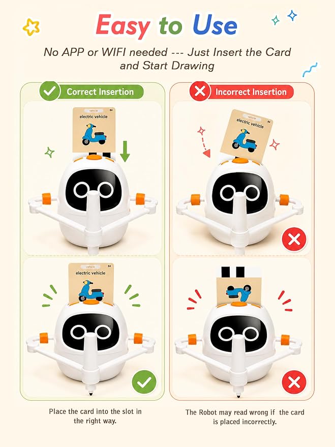Drawing Robot Toys for Kids, 220 Flash Cards Gift for 3-8 Years Old Boys Girls, Montessori Doodle Art Painting with Voice Interactive for Beginners, Birthday (White) - Image 6