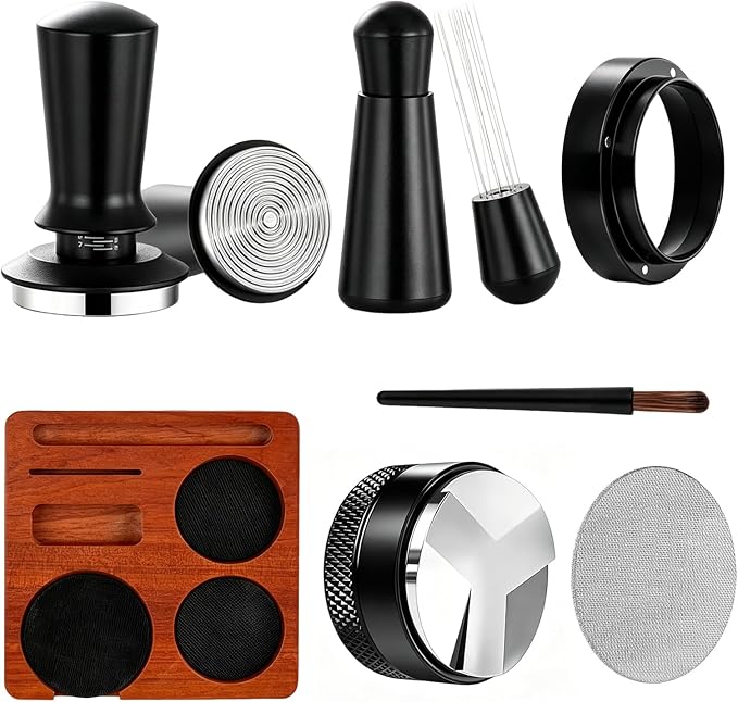 7Pcs Espresso Accessories Kit 58mm Coffee Tamper Set Tool for Barista | Espresso Machine Accessories Tools Tamper Kit with Tamping Station, WDT Tool, Coffee Distributor, Dosing Funnel, Puck Screen by Unknown