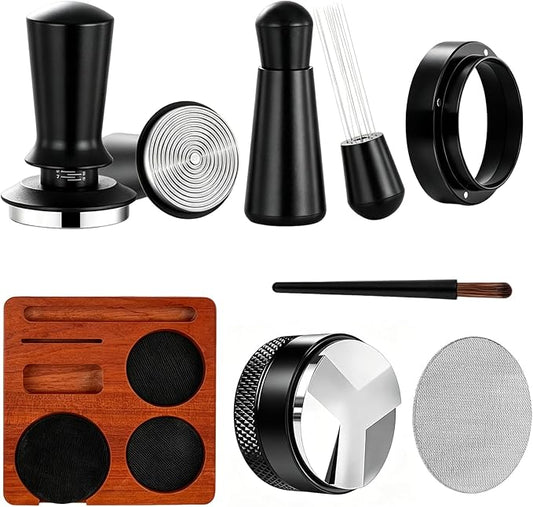 7Pcs Espresso Accessories Kit 58mm Coffee Tamper Set Tool for Barista | Espresso Machine Accessories Tools Tamper Kit with Tamping Station, WDT Tool, Coffee Distributor, Dosing Funnel, Puck Screen by Unknown