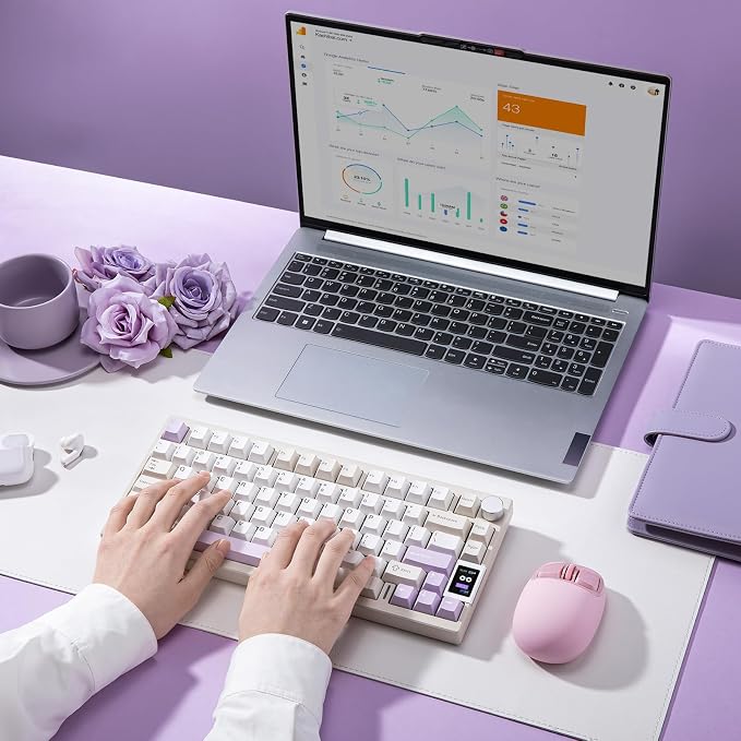 YUNZII AL80 75% Wireless Aluminum Mechanical Keyboard(Beige, Gateron Zero) | QMK/VIA, Smart LCD Display and Knob, Hot Swap, Gasket Structure, BT/2.4G/USB-C, RGB Keyboard for Gaming/Win/Mac - Image 8