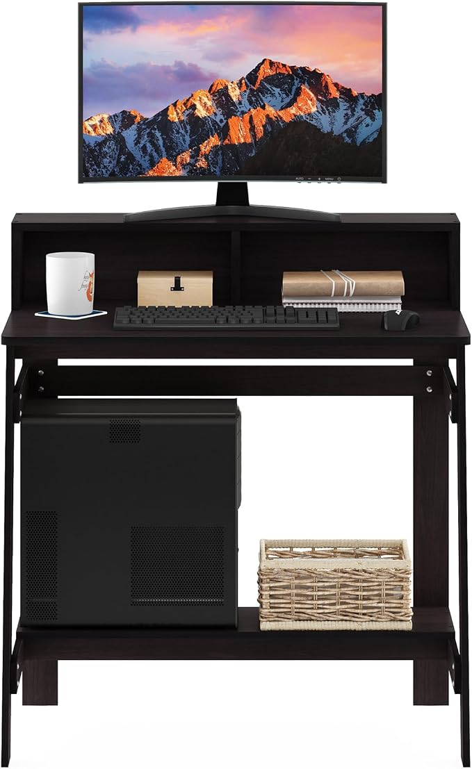 Furinno Simplistic 32-Inch Brown Computer Desk, Small Office Desk, Rectangular Home Office Desk with Shelf, Gaming Desk for Home Office, Bedroom, Study Room, Dark Mocha - Image 5