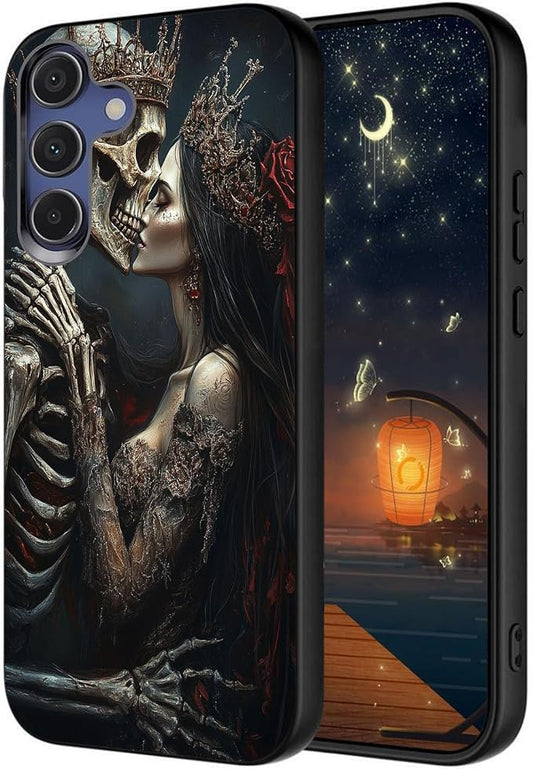 Designed for Galaxy S24 FE Phone Case,Slim Silicone Shockproof Protective Case for Galaxy S24 FE 6.7 inch,Skeleton Couple Love Scene by Unknown