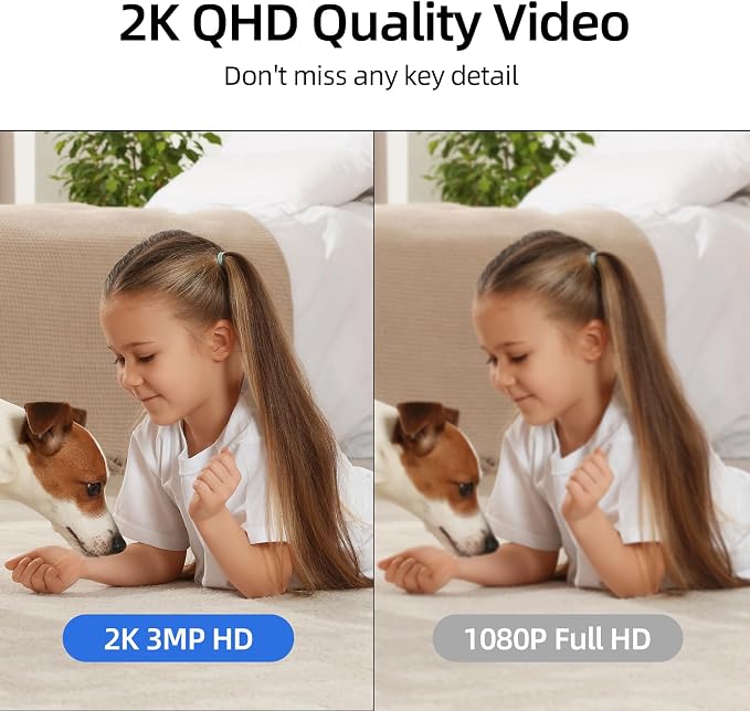 Hawkray 360° 2K 3MP Security Camera Indoor,2.4/5GHz WiFi Smart Motion Alert with AI & 911 Connect,Color Night Vision,355° Pan 60° Tilt,Two-Way Talk - Image 2