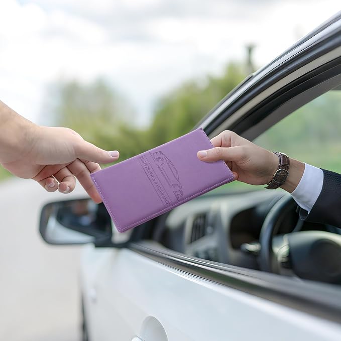 JUSTTOP 2Pack Car Registration and Insurance Holder,Car Document Holder for Cards License with Magnetic Shut,Vehicle Glove Box Car Organizer for Documents, Cards, License(Purple) - Image 6
