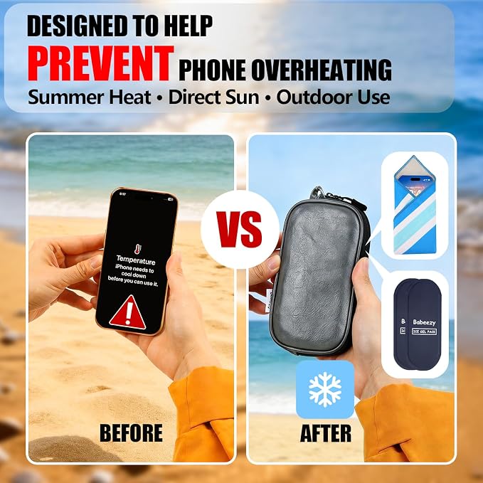 Thermal Phone Cooling Pouch for Beach & Pool iPhone Cooling Bag with 2 Reusable Gel Packs Prevent Overheating Phone Cooler Bag for Summer Heat - Image 2