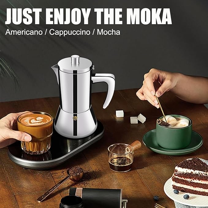 2 Cup Thickened 304 Stainless Steel Moka Pot Stovetop Espresso Maker Cafeteras Italian Percolator Espress Makers Capable Greca Mocha Coffee Machine for Induction Home and Camping 100ml 3.4oz - Image 6