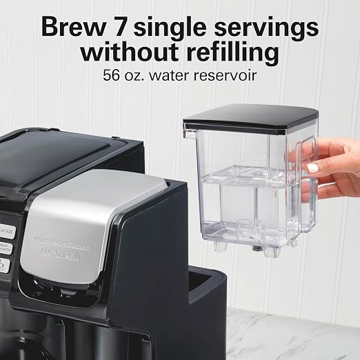 Hamilton Beach FlexBrew Trio 2-Way Coffee Maker, Compatible with K-Cup Pods or Grounds, Combo, Single Serve & Full 12c Pot, Black - Fast Brewing (49902) - Image 4