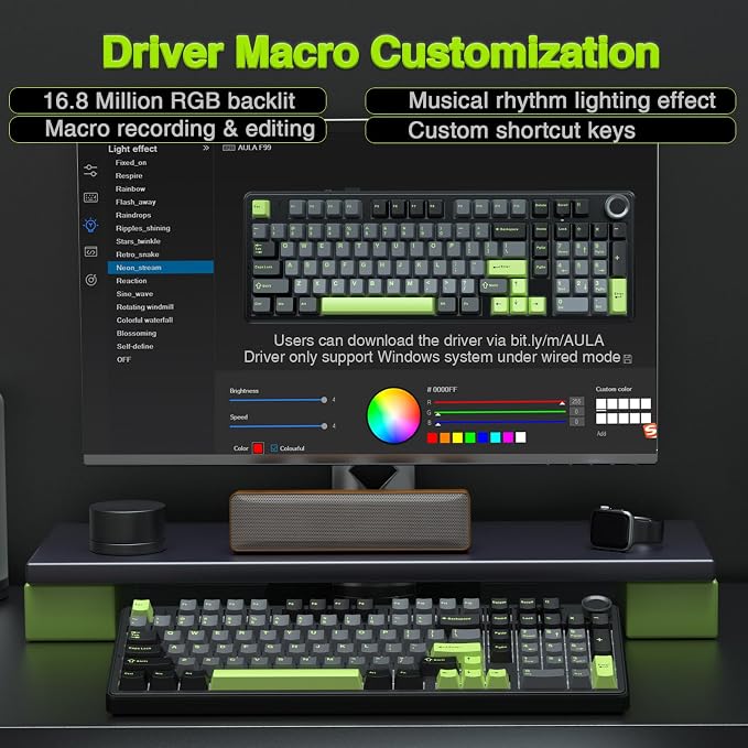 AULA F99 Pro Wireless Mechanical Keyboard with Knob,Creamy Sound,Tri-Mode BT5.0/USB-C/2.4GHz Hot Swappable Keyboard,Gasket Structure,RGB Backlit Computer Gaming Keyboards - Image 8
