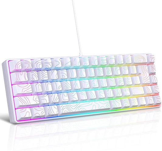 Snpurdiri 65% Wired Gaming Keyboard, 68 Keys RGB (Contour-line, White) | Backlit Ultra-Compact Small Gaming Keyboard, for PC/Mac Gamer, Typist, Travel, Easy to Carry on Business Trip by Snpurdiri