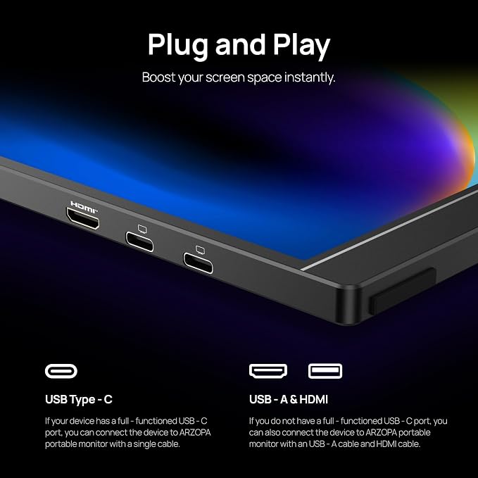 ARZOPA 16" 2.5K Portable Monitor, 2560x1600 QHD IPS Display 123% sRGB with Built-in Stand USB-C HDMI Eye Care External Second Screen for Mac Laptop Phone PS4/5 Xbox Switch -Z1RC - Image 9