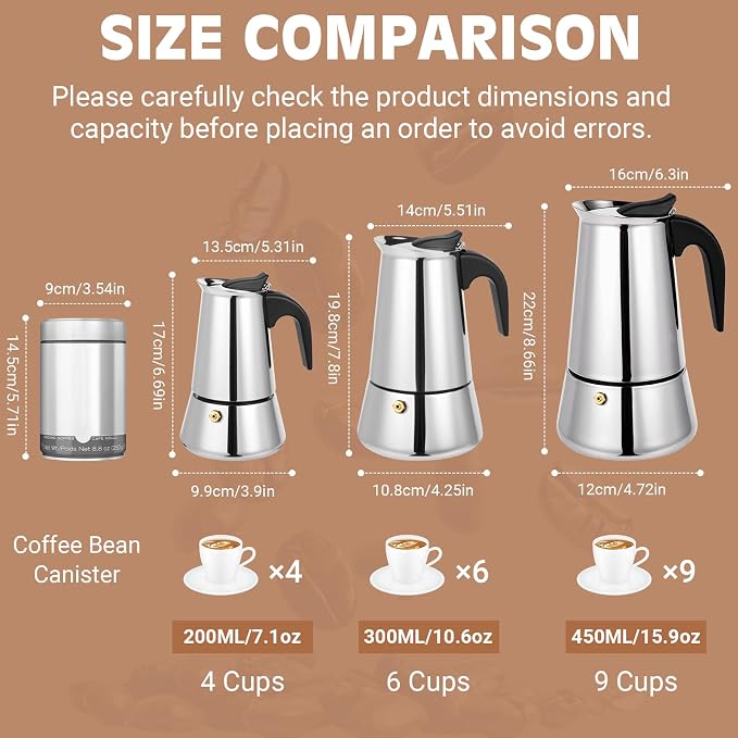 4 Cup Stainless Steel Moka Pot, 200ml Stovetop Espresso Maker, Silver - Image 3