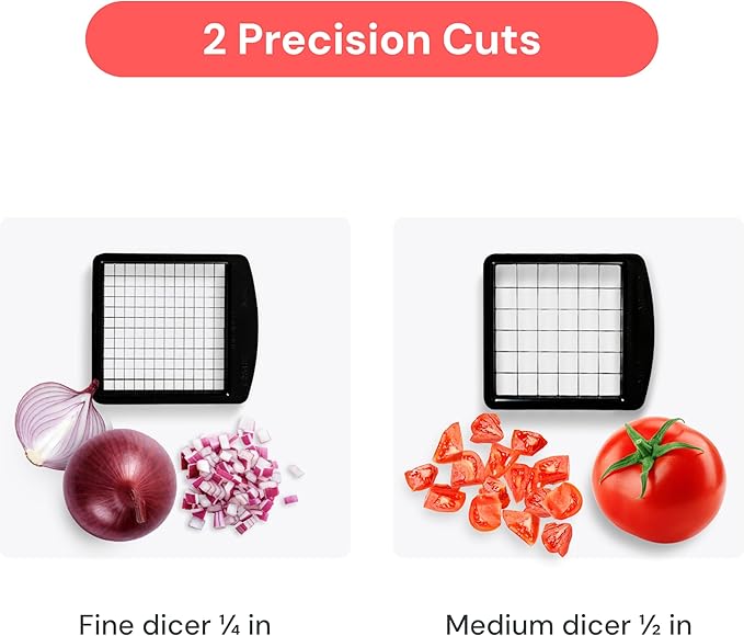 Fullstar Pro Original Vegetable Chopper Kitchen Prep Tool | 2 in 1 Veggie Slicer, Onion & Fruit Cutter with Sharp Stainless Steel Blades & Container, All-in-One Food Prep Tool (Black) - Image 4