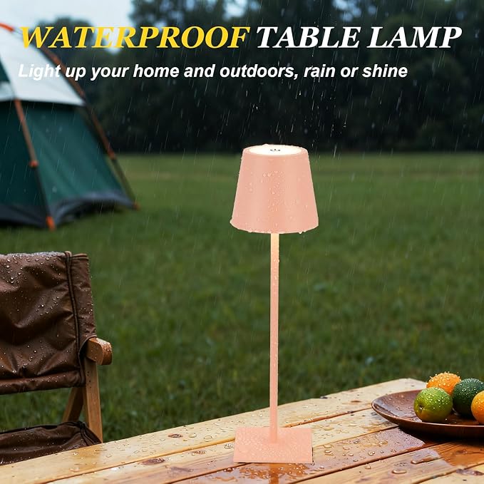 Kakanuo Pink Cordless Rechargeable Table Lamp 5000mAh Battery Operated Lamps, 3 Colors Stepless Dimming Touch Lamp for Living Room, Kitchen Counter, Dining, Outdoor Patio, 2 Pack - Image 7