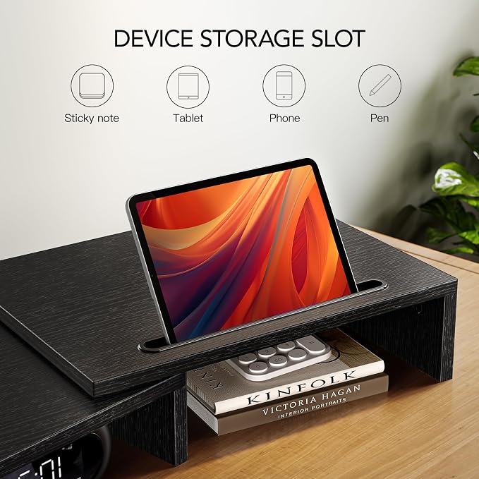 AMERIERGO Dual Monitor Stand Riser for 2 Monitors, Monitor Stand for Desk, Adjustable Computer Monitor Stand with 2 Slot, Multifunctional Desktop Organizer Stand for Laptop, PC, Computer, Printer - Image 5