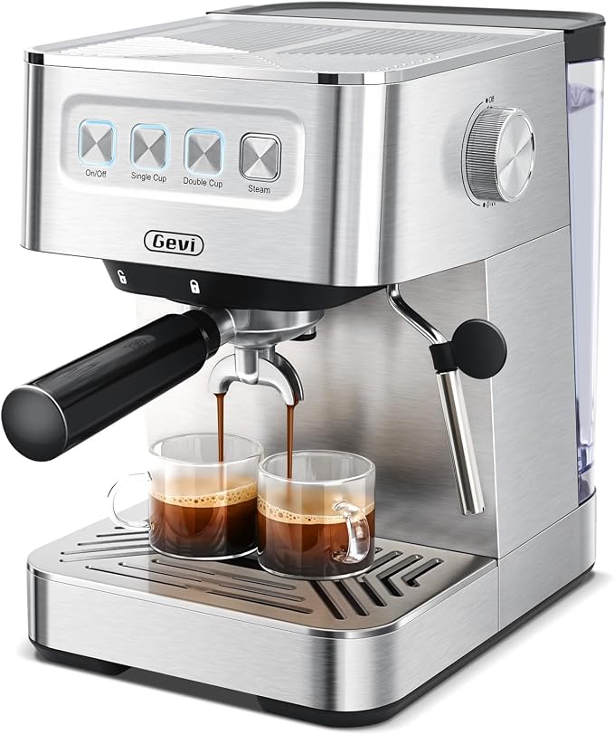 Gevi 20 Bar Espresso Machine, Programmable Coffee Maker with Milk Frother | Budget under$100; Removable Water Tank; Produce Good Crema; Include Necessary Accessories; Can Make Americanos; Easy to Clean by Gevi