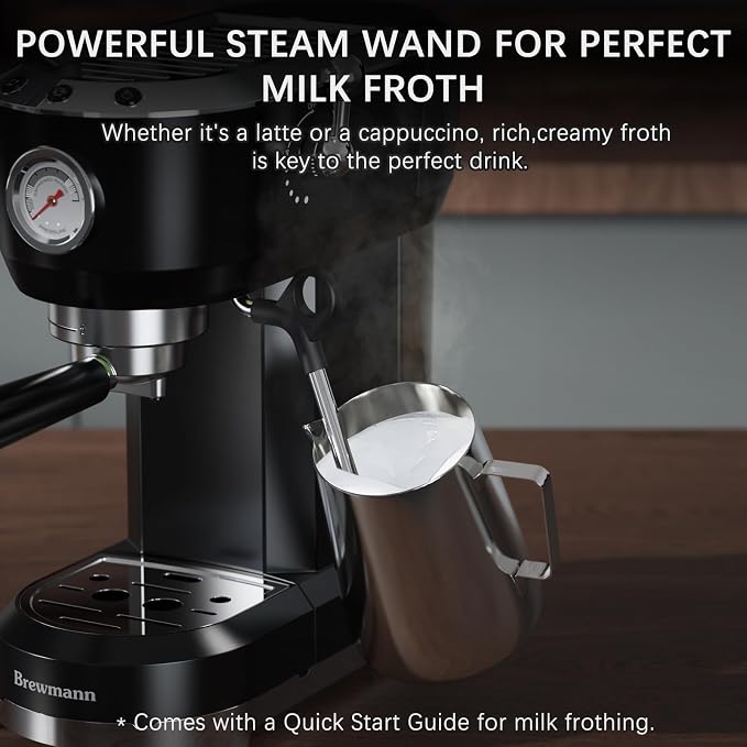 Espresso Machine with Powerful Steam Milk Frother, 20 Bar Coffee Machine for Latte, Cappuccino, Compact Espresso Maker for Home, Fast Heating, 42oz Removable Water Tank, Black - Image 6