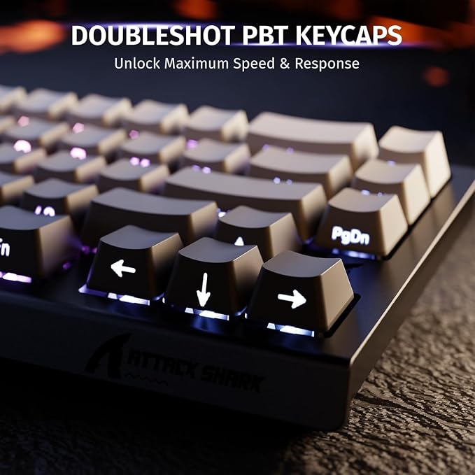 ATTACK SHARK X68 HE RT Mechanical Gaming Keyboard 60% Wired TKL-Moonlight | Adjustable Actuation,Hall Effect Magnetic Switch,8KHz Polling Rate,RGB Backlit,Top Mount,Side Printed Keycap for PC Mac Gamer - Image 7