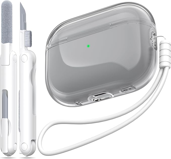 for Airpods Pro 2nd/1st Generation Case Cover, Compatible with Airpods Pro Case 2nd Gen USB C Charging Port, Clear Soft Transparent Military Grade Shockproof Case, Clear Black by MHYALUDO
