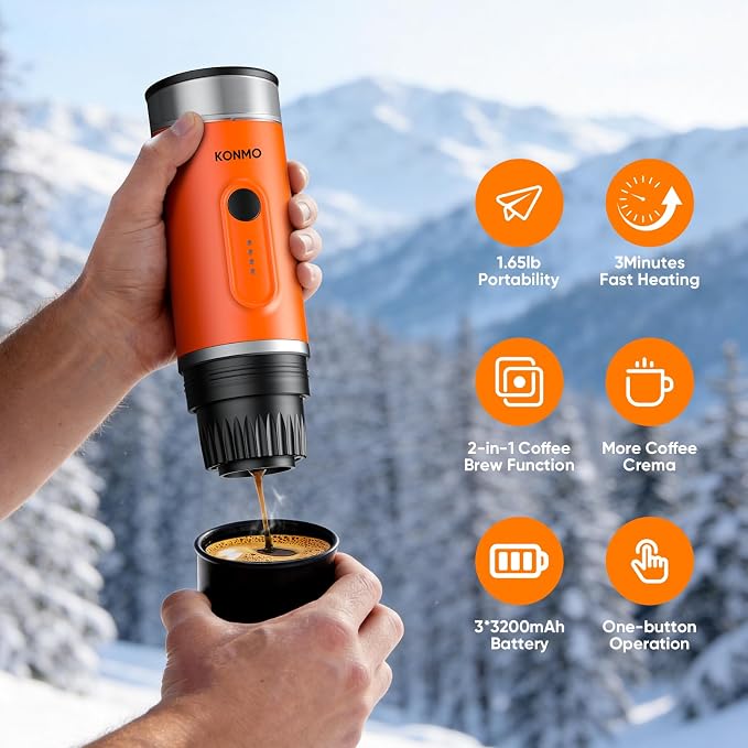 Portable Espresso Machine for Travel, Self-Heating Coffee Maker Works with Capsules & Ground Coffee, Type-C Rechargeable for Outdoor Camping Car RV Business Trips - Image 3