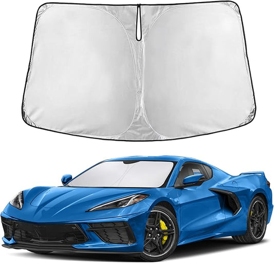 EcoNour Windshield Sunshade Compatible for Chevrolet Corvette C8 2020-2024 2025 2026, Sun Visor for Front Windshield & Window Sun Shade Cover, UV Heat Blocker & Protector, Car Accessories by EcoNour