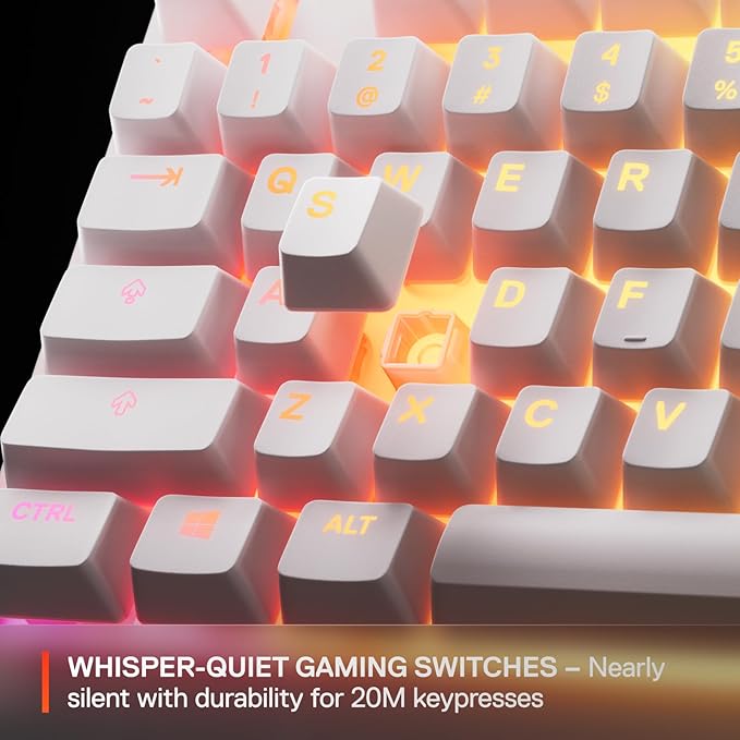 SteelSeries Apex 3 TKL White RGB Gaming Keyboard — Tenkeyless Compact Form Factor — 8-Zone RGB Illumination — Water and Dust Resistant — Whisper-Quiet Gaming Switch - Image 5