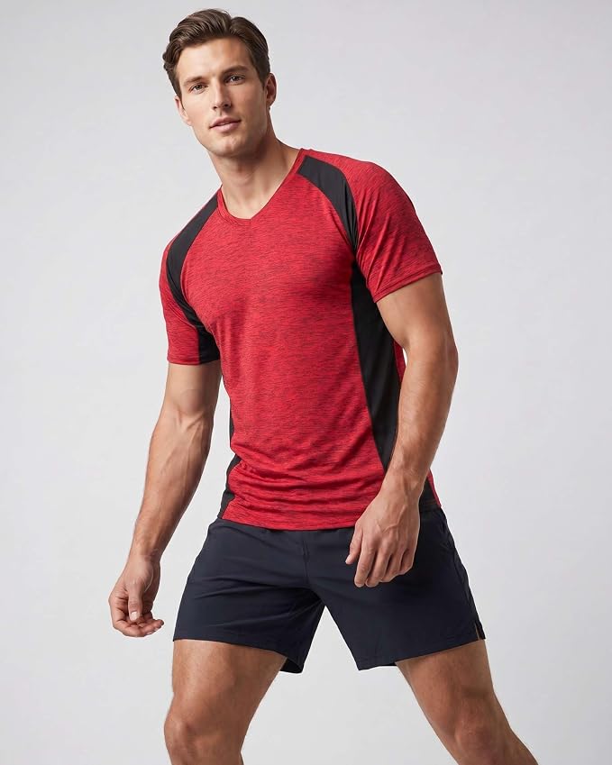 5 Pack Men's Dry Fit V Neck Gym Workout T Shirts Athletic Moisture Wicking | Cooling, Quick Dry, Breathable, Short Sleeve, Exercise, Cycling, Sports, Outdoor, Fitness, Golf, Crossfit, Hiking, Tennis - Image 2