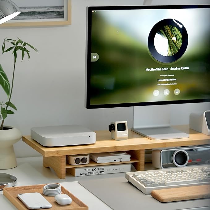 Bamboo Dual Monitor Stand Riser Natural, 2-Tier Desk Monitor Riser for 2 Monitors, Supports for PC Computer Monitor, Printer, Heavy TV Riser up to 300 lbs - Image 7