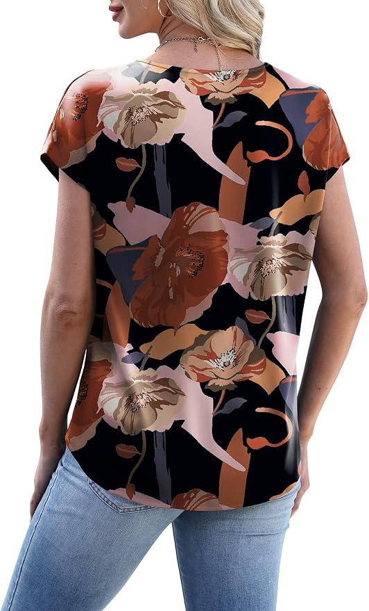 WIHOLL Womens Satin Summer Tops Cap Short Sleeve Blouses V Neck Shirts Business Casual Outfits Fashion Clothing 2026 - Image 6