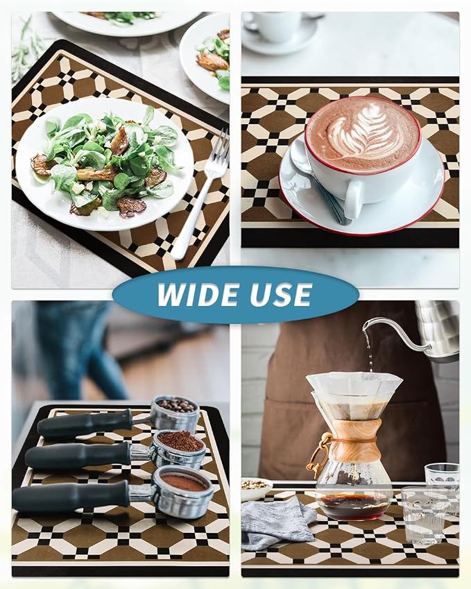 AMOAMI Coffee Mat Hide Stain Rubber Backed Absorbent Dish Drying Mat for Kitchen Counter - Fits Under Coffee Maker or Machine - PEANUT 17x31.5 - Image 6