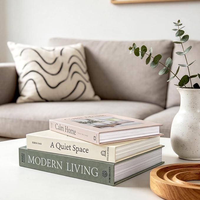 Decorative Books for Home Decor, Set of 3 Stackable Fake Books for Coffee Table Bookshelf Decor, Modern Aesthetic Decorative Book for Home Living Room Bedroom Office Decoration, Sage Green - Image 6