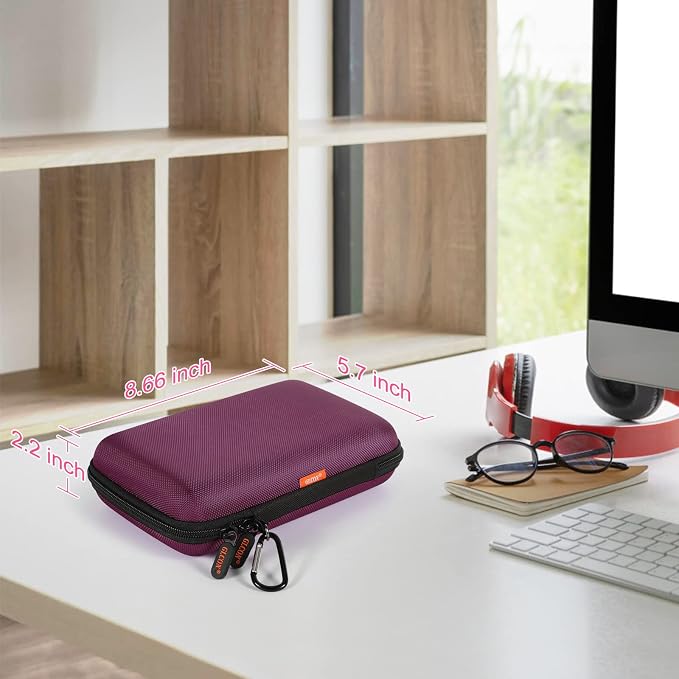 Deep Purple Carrying Case - GLCON Hard Storage Case Electronics Organizer Tech Pouch for Hard Drive, Power Bank, Cell Phone, Charger Enclosure - Portable Travel Pouch Bag with Carabiner - Image 2