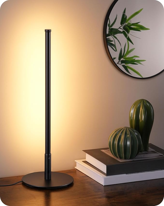 EDISHINE Upgraded LED Table Lamp, Stepless Dimmable Bedside Lamp with 3 Color Temperature, Modern Nightstand Lamp, Desk Lamp for Bedroom, Living Room, Corner, Gift, Metal Finish, Black, 6W | 3 Color Temperature, Memory Function, Metal Finish, Skinny Mo... by EDISHINE