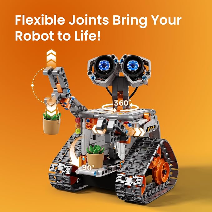 Sillbird Robot Building Kit with Remote Control STEM Gifts for Boys 8-13 | Coding Bot, Educational Birthday Presents, App-Controlled, Buildable 5in1 Models, Rechargeable Orange Robotic Set, 488 Pieces - Image 5