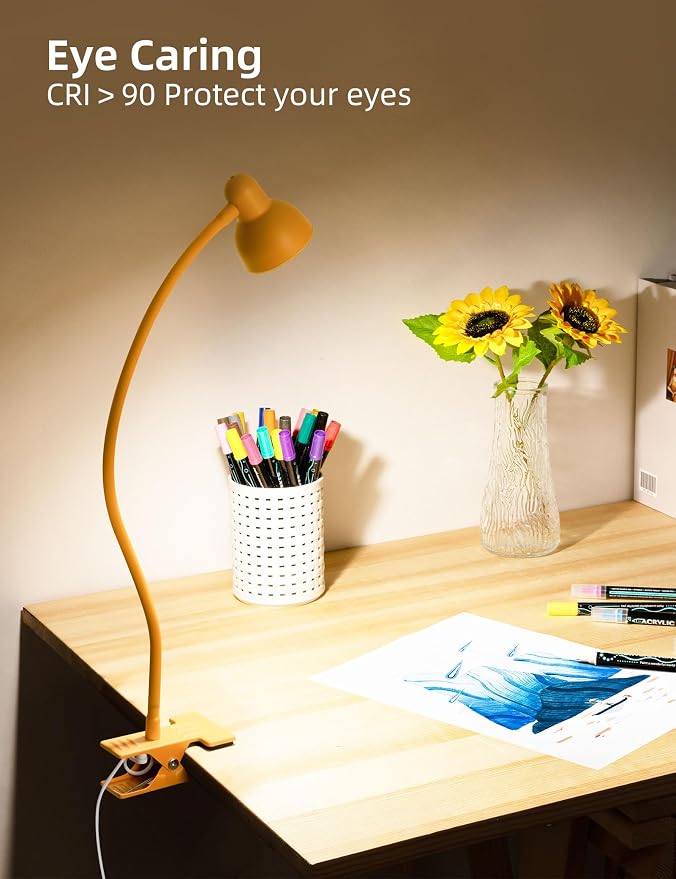 LiFMIRA Desk Lamp Clip on Lamp for Bed, LED Reading Light for Bed Yellow | 3 Colors 10 Dimmable Brightness, LED Book Light for Reading in Bed Flexible Clip on Light Clamp Lamp for Bed Headboard Desk - Image 3