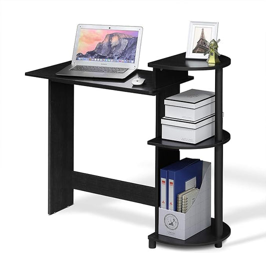 Furinno COMPACT Desk, 28.5" Wide Gaming Desk with Shelves, Computer Desk with Book Shelf, Office Desk for Home Office, Study Room, Dorm, Bedroom, Americano by Furinno-FitsYourSpaceFitsYourBudget